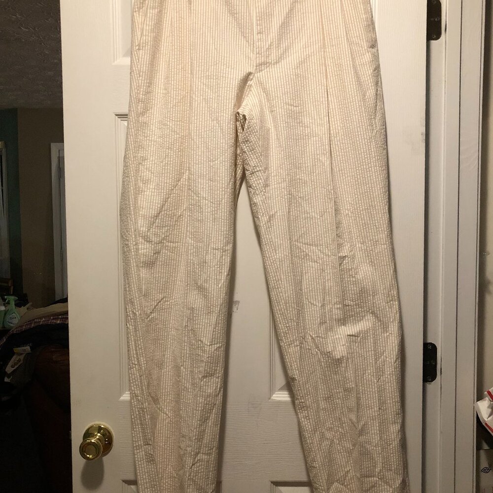 Alan lebow men's new cream 100%cotton casual pants size: 36/unfinished (36)